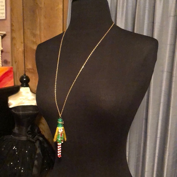 NWT Betsey Johnson Sparkly Rhinestone Nutcracker Holiday Necklace - Picture 4 of 17